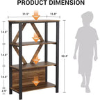 GustoWave Book Shelf - Étagère bibliothèque avec étagères ouvertes en bois et métal, bibliothèque sur pied avec casier de rangement