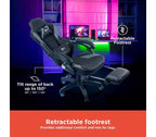 Chaise de jeu RadioShack noire et grise, chaise ergonomique de style course avec hauteur réglable, repose-pieds, soutien lombaire et rembourrage confortable