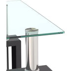 Table Basse Moderne, Table d'Appoint Centrale en Verre Trempé, Table Basse à 2 Niveaux avec Étagère de Rangement, Table Carrée pour Salon, Bureau à Domicile, Petit Espace