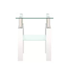 Table Basse Moderne, Table d'Appoint Centrale en Verre Trempé, Table Basse à 2 Niveaux avec Étagère de Rangement, Table Carrée pour Salon, Bureau à Domicile, Petit Espace