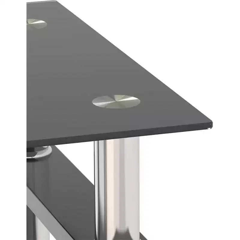 Table Basse Moderne, Table d'Appoint Centrale en Verre Trempé, Table Basse à 2 Niveaux avec Étagère de Rangement, Table Carrée pour Salon, Bureau à Domicile, Petit Espace