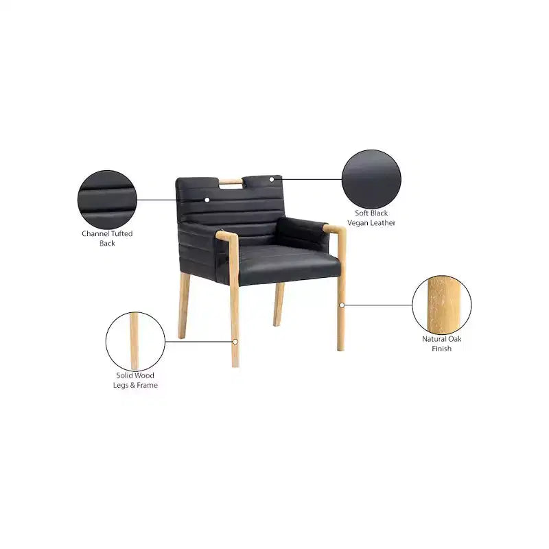 Meridian Furniture, Chaise de salle à manger Aimee en cuir végétalien avec accoudoirs