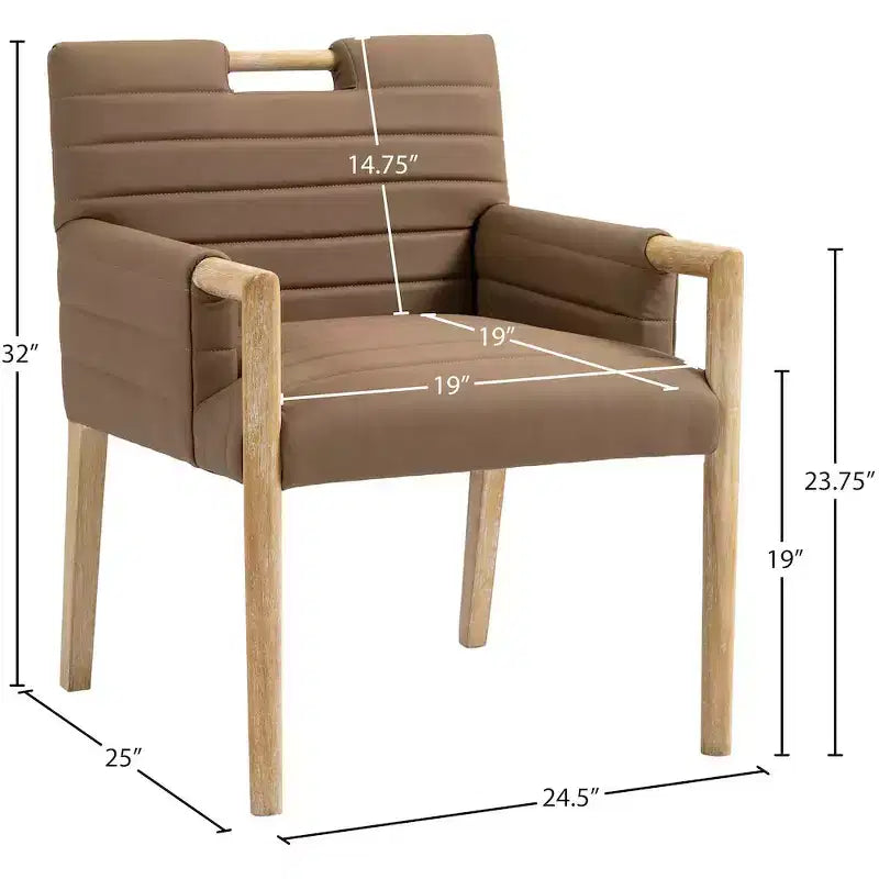 Meridian Furniture, Chaise de salle à manger Aimee en cuir végétalien avec accoudoirs