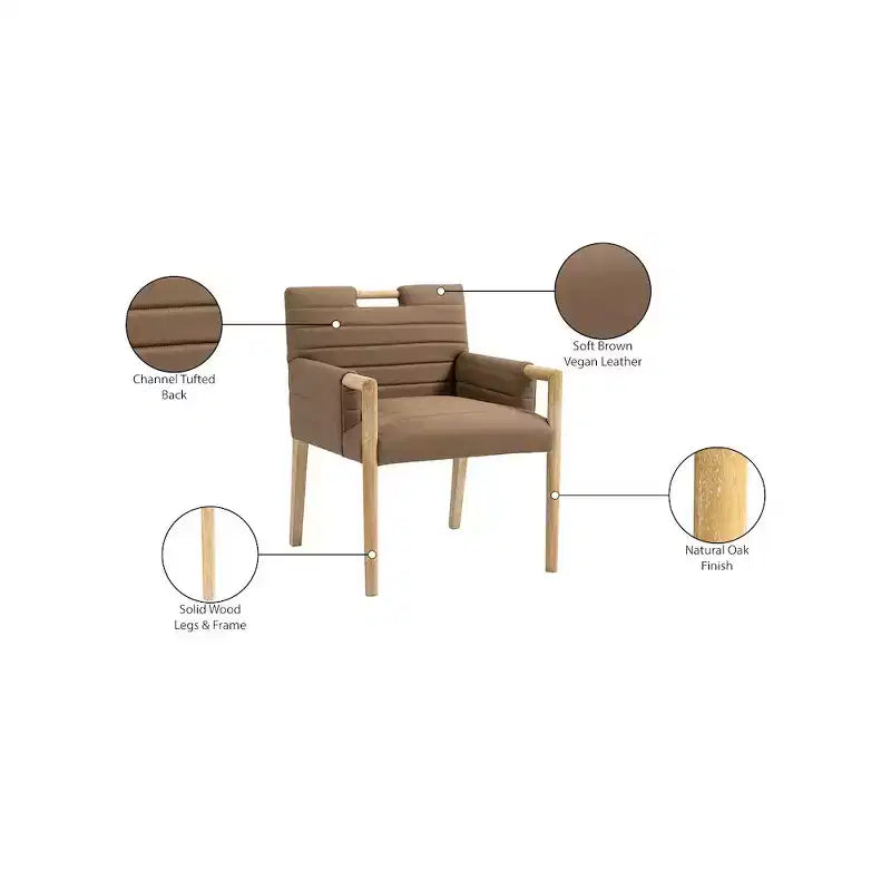 Meridian Furniture, Chaise de salle à manger Aimee en cuir végétalien avec accoudoirs