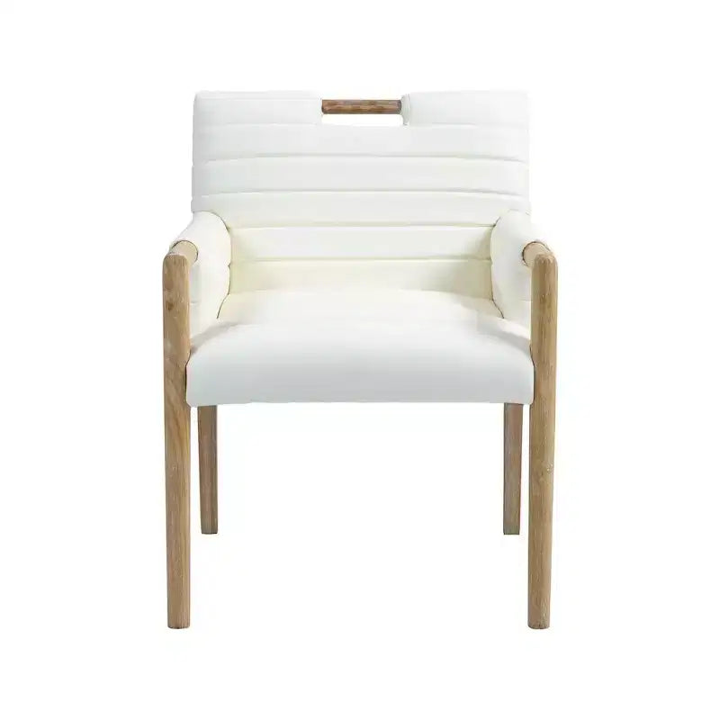 Meridian Furniture, Chaise de salle à manger Aimee en cuir végétalien avec accoudoirs