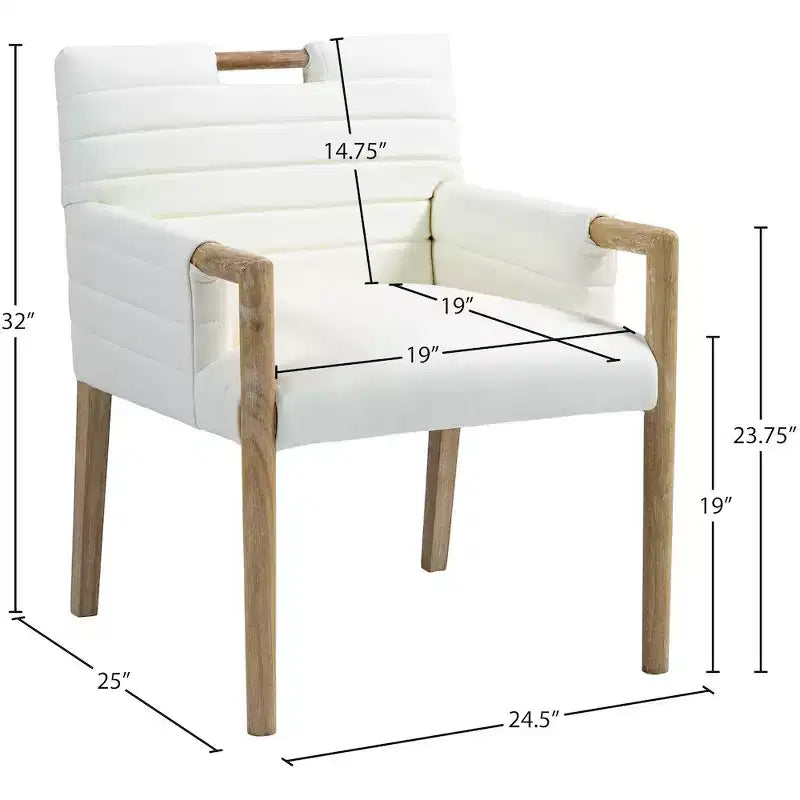 Meridian Furniture, Chaise de salle à manger Aimee en cuir végétalien avec accoudoirs