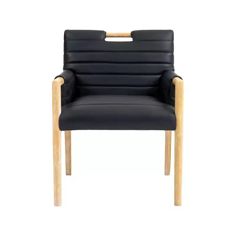 Meridian Furniture, Chaise de salle à manger Aimee en cuir végétalien avec accoudoirs