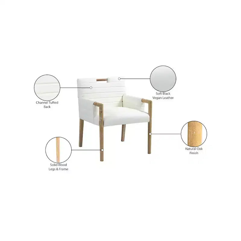 Meridian Furniture, Chaise de salle à manger Aimee en cuir végétalien avec accoudoirs