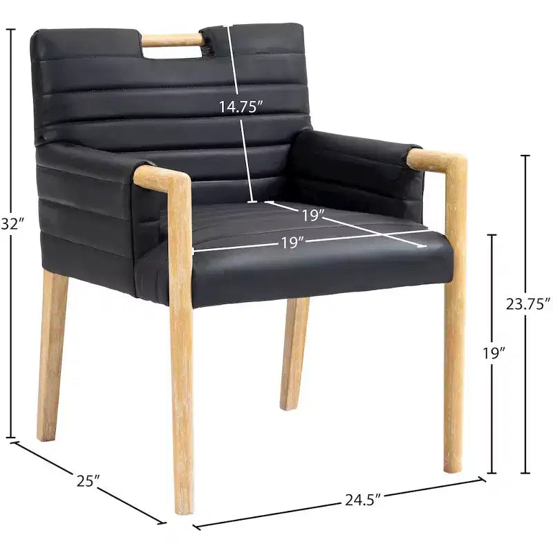 Meridian Furniture, Chaise de salle à manger Aimee en cuir végétalien avec accoudoirs