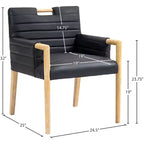 Meridian Furniture, Chaise de salle à manger Aimee en cuir végétalien avec accoudoirs