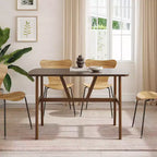 PexFix 47 Table à manger pour 4-6 personnes Table de cuisine en bois Table de dîner moderne avec cadre en métal robuste pour salle à manger Cuisine Noyer foncé