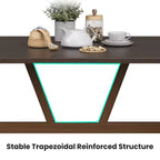 PexFix 47 Table à manger pour 4-6 personnes Table de cuisine en bois Table de dîner moderne avec cadre en métal robuste pour salle à manger Cuisine Noyer foncé