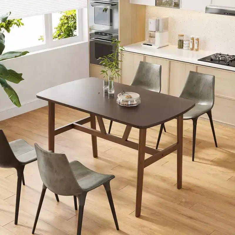 PexFix 47 Table à manger pour 4-6 personnes Table de cuisine en bois Table de dîner moderne avec cadre en métal robuste pour salle à manger Cuisine Noyer foncé