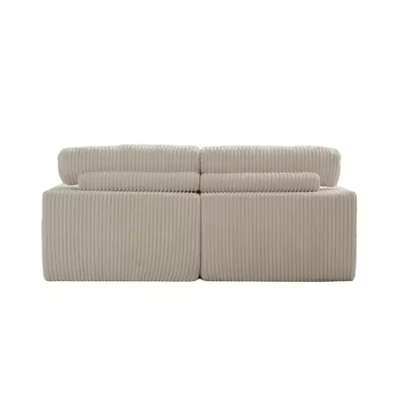Canapé sectionnel de compression en forme de L Whisen 2 places avec tissu doux en velours côtelé, aucun assemblage requis