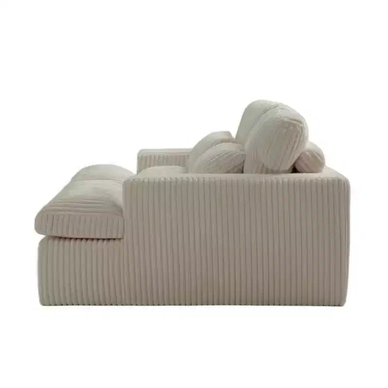 Canapé sectionnel de compression en forme de L Whisen 2 places avec tissu doux en velours côtelé, aucun assemblage requis