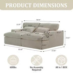 Canapé sectionnel de compression en forme de L Whisen 2 places avec tissu doux en velours côtelé, aucun assemblage requis
