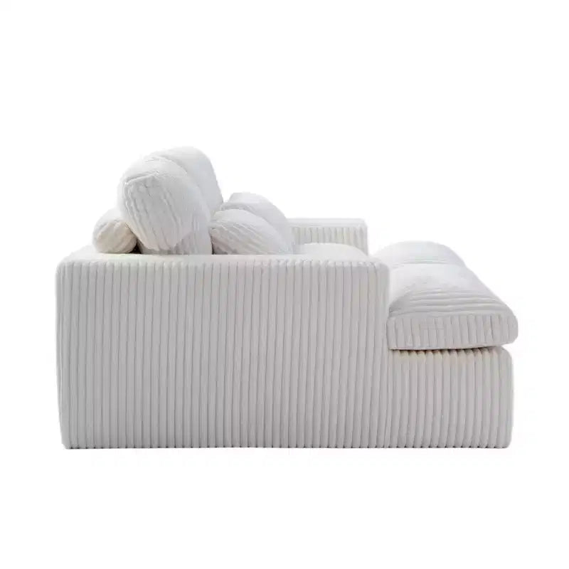 Canapé sectionnel de compression en forme de L Whisen 2 places avec tissu doux en velours côtelé, aucun assemblage requis
