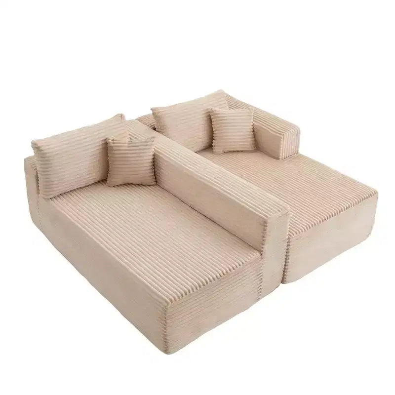 Canapé sectionnel de compression en forme de L Whisen 2 places avec tissu doux en velours côtelé, aucun assemblage requis