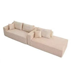Canapé sectionnel de compression en forme de L Whisen 2 places avec tissu doux en velours côtelé, aucun assemblage requis