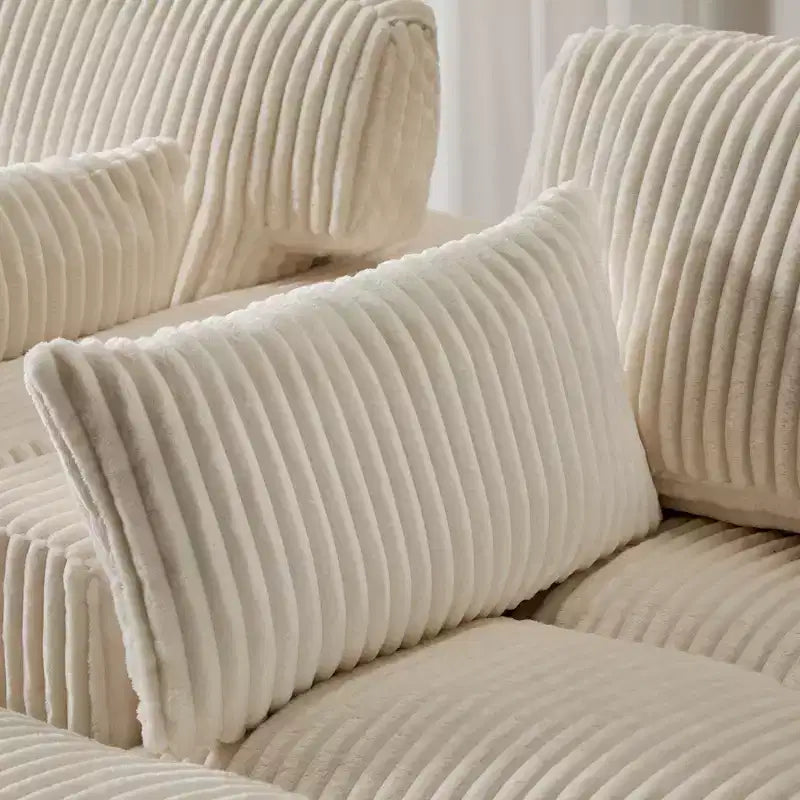 Canapé sectionnel de compression en forme de L Whisen 2 places avec tissu doux en velours côtelé, aucun assemblage requis