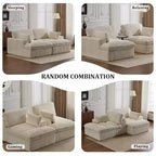 Canapé sectionnel de compression en forme de L Whisen 2 places avec tissu doux en velours côtelé, aucun assemblage requis