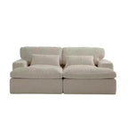 Canapé sectionnel de compression en forme de L Whisen 2 places avec tissu doux en velours côtelé, aucun assemblage requis