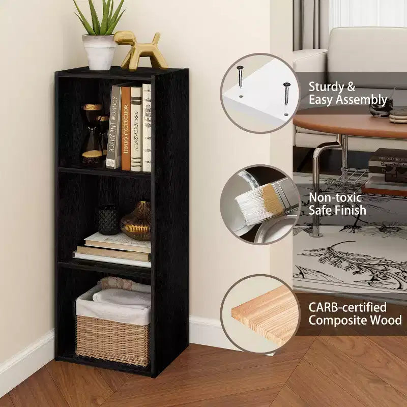 HOMLUX Étagère décorative à 3 cubes, Bibliothèque ouverte, Organisateur de jouets, Horizontale ou verticale