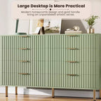 Commode à 8 tiroirs cannelés de 55", commode moderne en bois avec pieds dorés, tiroirs de rangement profonds pour chambre à coucher, salon, couloir.