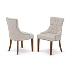 Ensemble de salle à manger 7 pièces HomeStock avec table et chaises Parsons en tissu de lin acajou