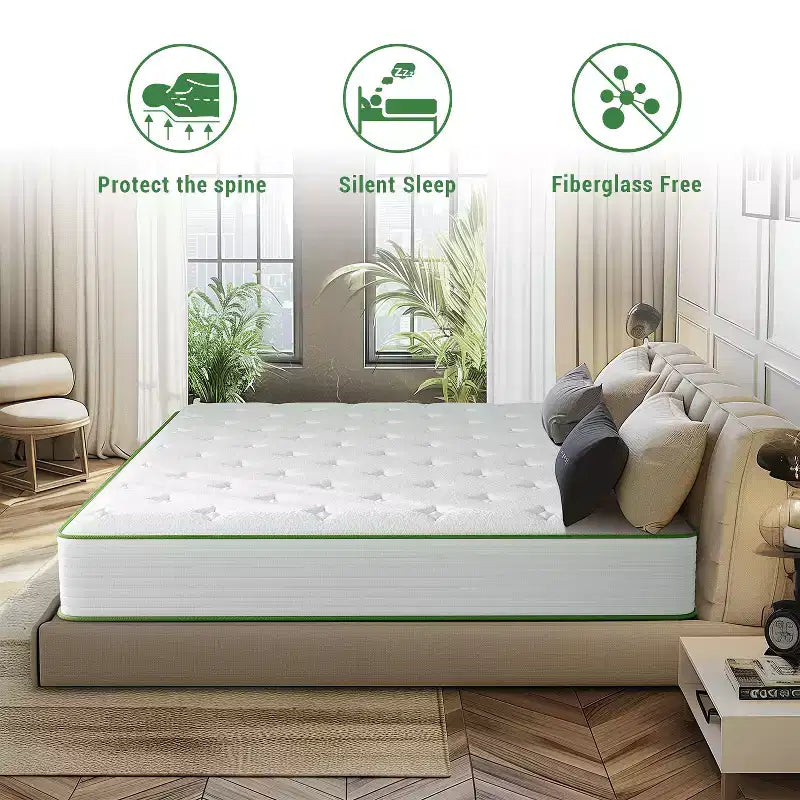 Matelas Hybride Swedrea, Mousse à Mémoire de Forme Respirante Refroidissante (Fermeté Moyenne), en Boîte, Blanc