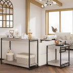 Table console avec rangement - Table basse de style campagnard à 2 niveaux pour salon, entrée (bois rustique et métal, assemblage facile)