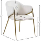 Meridian Furniture, Chaises de salle à manger Nial en tissu bouclé, ensemble de 2