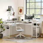 Bureau de jeu en forme de L de 68 po, bureau d'ordinateur avec prises de courant et lumières LED, bureau à domicile avec tiroir de classement, bureau d'angle avec étagère pour moniteur et crochet