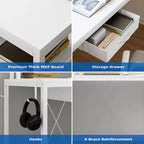 Bureau de jeu en forme de L de 68 po, bureau d'ordinateur avec prises de courant et lumières LED, bureau à domicile avec tiroir de classement, bureau d'angle avec étagère pour moniteur et crochet