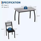 Ensemble de salle à manger pour 4, table de cuisine en bois avec 4 chaises rembourrées, ensemble de salle à manger compact avec design chanfreiné pour petite cuisine ou appartement