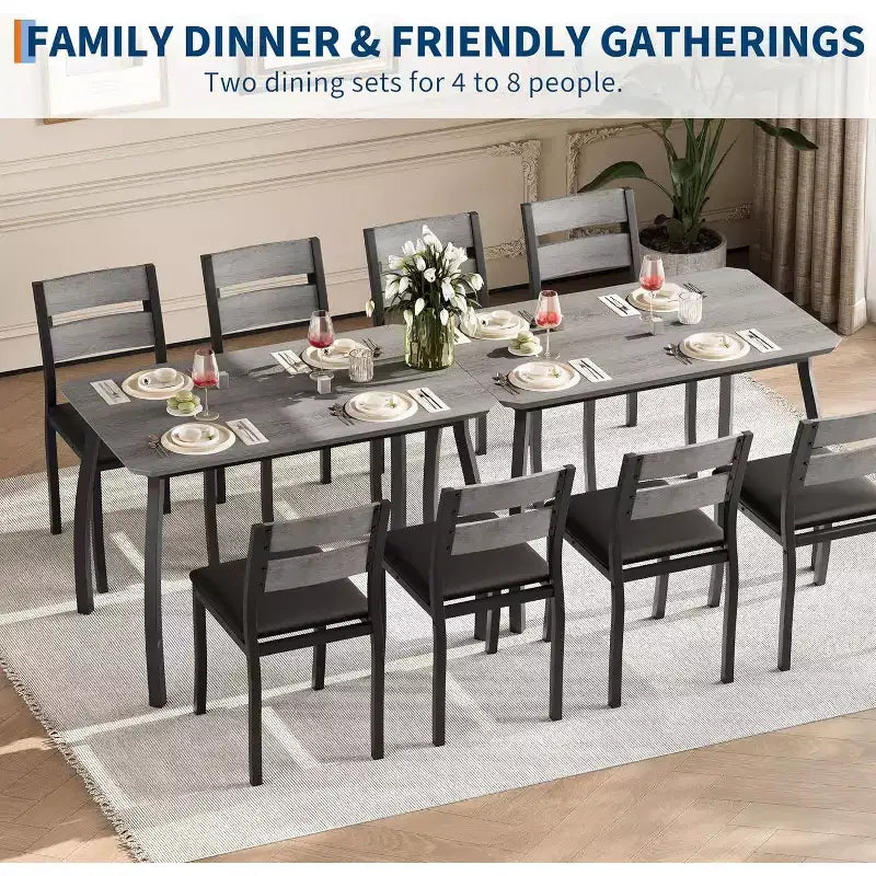 Ensemble de salle à manger pour 4, table de cuisine en bois avec 4 chaises rembourrées, ensemble de salle à manger compact avec design chanfreiné pour petite cuisine ou appartement