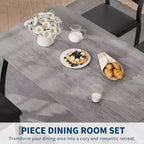 Ensemble de salle à manger pour 4, table de cuisine en bois avec 4 chaises rembourrées, ensemble de salle à manger compact avec design chanfreiné pour petite cuisine ou appartement