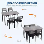 Ensemble de salle à manger pour 4, table de cuisine en bois avec 4 chaises rembourrées, ensemble de salle à manger compact avec design chanfreiné pour petite cuisine ou appartement