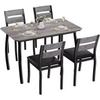 Ensemble de salle à manger pour 4, table de cuisine en bois avec 4 chaises rembourrées, ensemble de salle à manger compact avec design chanfreiné pour petite cuisine ou appartement