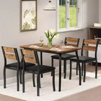 Ensemble de salle à manger pour 4, table de cuisine en bois avec 4 chaises rembourrées, ensemble de salle à manger compact avec design chanfreiné pour petite cuisine ou appartement