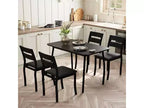 Ensemble de salle à manger pour 4, table de cuisine en bois avec 4 chaises rembourrées, ensemble de salle à manger compact avec design chanfreiné pour petite cuisine ou appartement