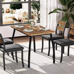 Ensemble de salle à manger pour 4, table de cuisine en bois avec 4 chaises rembourrées, ensemble de salle à manger compact avec design chanfreiné pour petite cuisine ou appartement