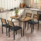 Ensemble de salle à manger pour 4, table de cuisine en bois avec 4 chaises rembourrées, ensemble de salle à manger compact avec design chanfreiné pour petite cuisine ou appartement