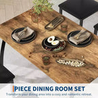 Ensemble de salle à manger pour 4, table de cuisine en bois avec 4 chaises rembourrées, ensemble de salle à manger compact avec design chanfreiné pour petite cuisine ou appartement
