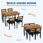 Ensemble de salle à manger pour 4, table de cuisine en bois avec 4 chaises rembourrées, ensemble de salle à manger compact avec design chanfreiné pour petite cuisine ou appartement