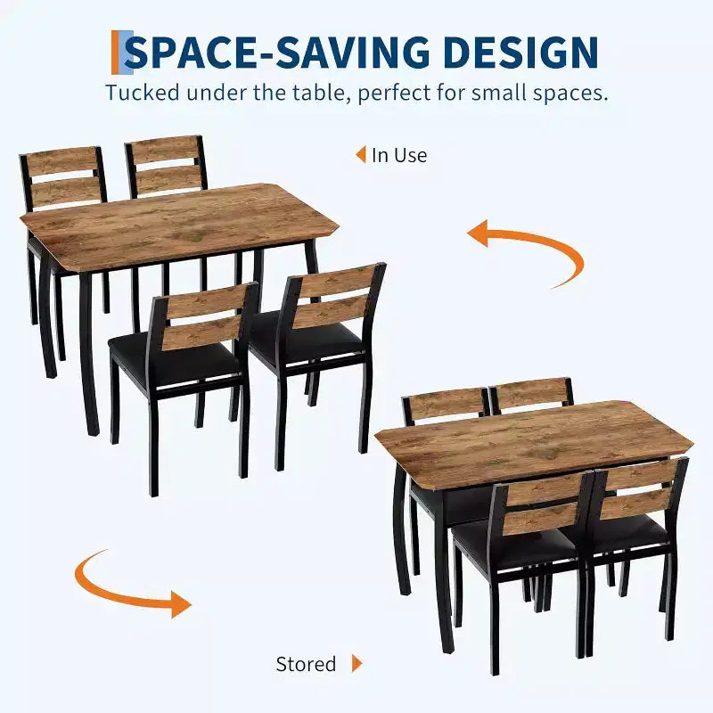 Ensemble de salle à manger pour 4, table de cuisine en bois avec 4 chaises rembourrées, ensemble de salle à manger compact avec design chanfreiné pour petite cuisine ou appartement