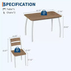 Ensemble de salle à manger pour 4, table de cuisine en bois avec 4 chaises rembourrées, ensemble de salle à manger compact avec design chanfreiné pour petite cuisine ou appartement