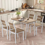 Ensemble de salle à manger pour 4, table de cuisine en bois avec 4 chaises rembourrées, ensemble de salle à manger compact avec design chanfreiné pour petite cuisine ou appartement