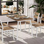 Ensemble de salle à manger pour 4, table de cuisine en bois avec 4 chaises rembourrées, ensemble de salle à manger compact avec design chanfreiné pour petite cuisine ou appartement