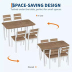 Ensemble de salle à manger pour 4, table de cuisine en bois avec 4 chaises rembourrées, ensemble de salle à manger compact avec design chanfreiné pour petite cuisine ou appartement